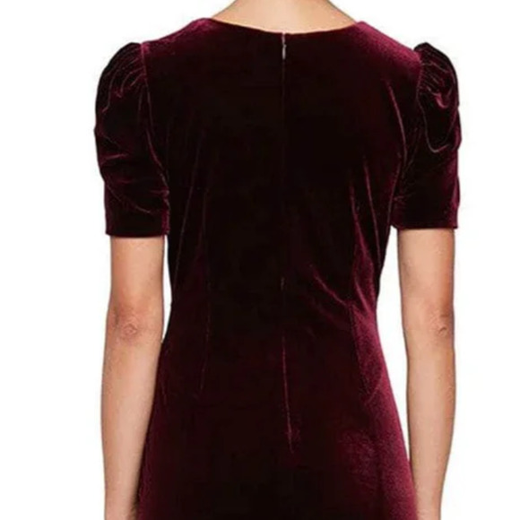 Alex Evenings Velvet Embellished Puff Sleeve Ruched Cocktail Dress | Sz 16 Wine - Picture 9 of 9